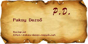 Paksy Dezső névjegykártya